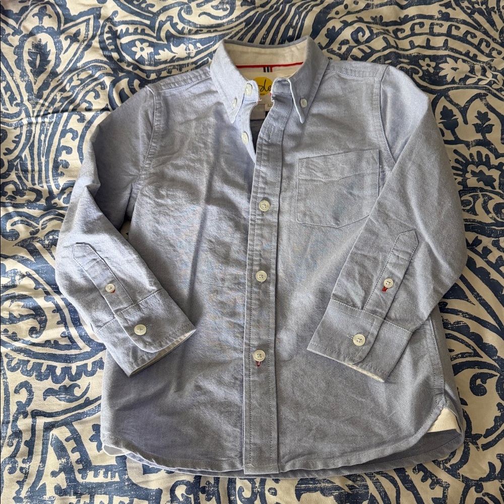 Boden Boys' Light Blue 4-5Y Button-Down Oxford Shirt